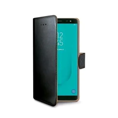 Celly Galaxy J6 2018 Custodia Wally Case in Ecopelle Colore Nero