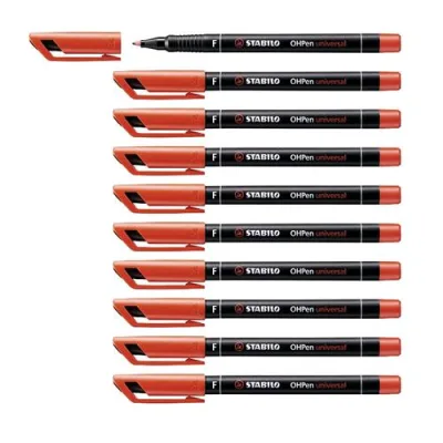 Stabilo Ohpen Fine Penna Ricaricabile Punta in Fibra 0.7 mm Colore Rosso Conf. 10 Pz.