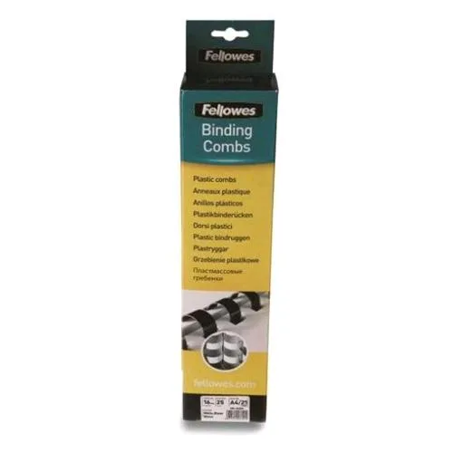 Fellowes Dorso a Spirale in Plastica Passo 14.28 mm 21 Anelli da 8 mm A4 Rilegatura Min. 2 Max 24 Fogli Col. Bianco Conf 25 Pz.