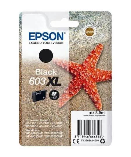 Epson 603XL Singlepack Black per Expression Home XP-2100, 2105, 3100, 3105, 4100, 4105; Workforce WF-2810, 2830, 2835, 2850