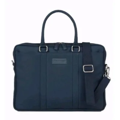 DBRAMANTE 1928 Avenue Borsa per Notebook da 15 " in Nylon Riciclat con Tracolla 8 Scomparti Blu