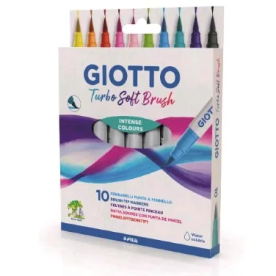 Giotto Turbo Brush Pennarello Punta a Pennello Colori Assortiti Conf 10 Pz.