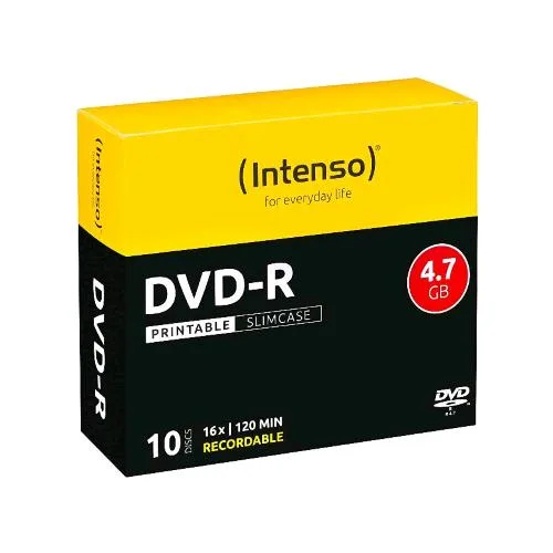Intenso 4801652 Disco Vergine DVD-R 4.7GB 16X Slim Printable 10pz