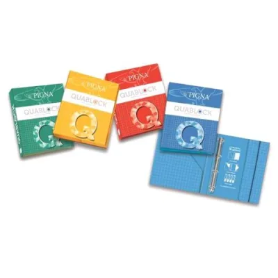 Pigna Quablock Cartella 4 Anelli in Cartone CM 27X32 A4 Colori Assortiti