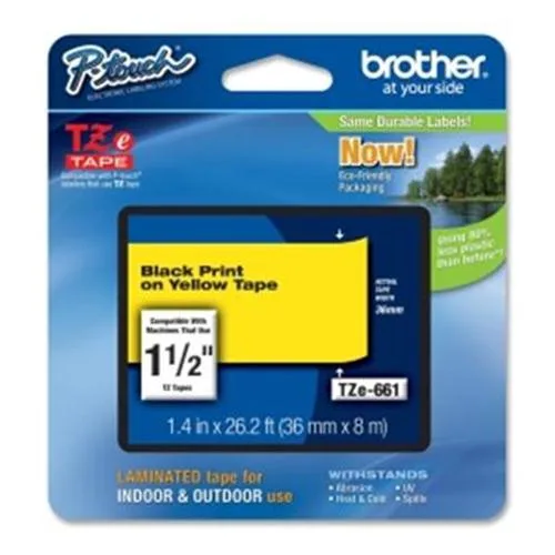Brother Tze-661 Nastro 36mm Colore Giallo Scritta Nero (TZE661)