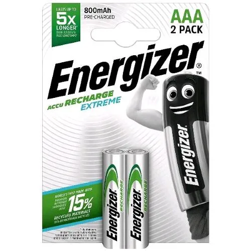 Energizer Extreme Recharge Batterie Ricaricabili Mini Stilo AAA 800mAh Conf 2 Pz.