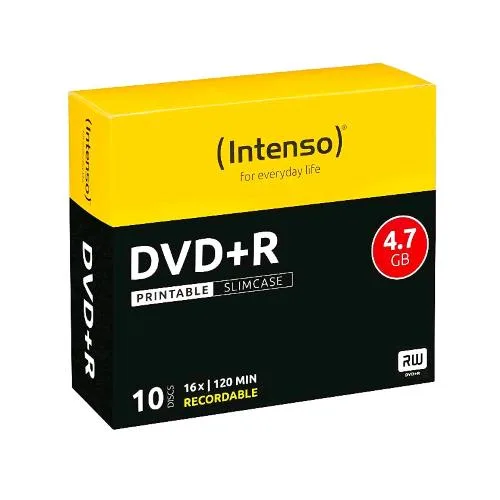 Intenso 4811652 Disco Vergine DVD+R 4.7GB 16X Slim Stampabile 10pz
