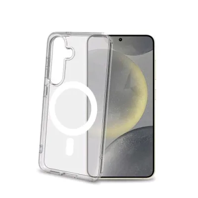 Celly Galaxy S25 5G Custodia Trasparente in Tpu con Modulo Circolare di Ricarica Wireless Bianco