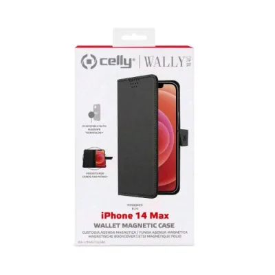 Celly Wallymag iPhone 14 Plus Custodia a Portafoglio Ecopelle Black