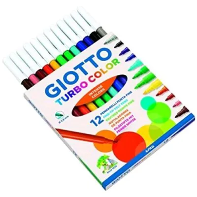 Giotto Turbo Color Pennarelli Lavabili Atossici Punta Fine Colori Assortiti Conf. 12 Pz.
