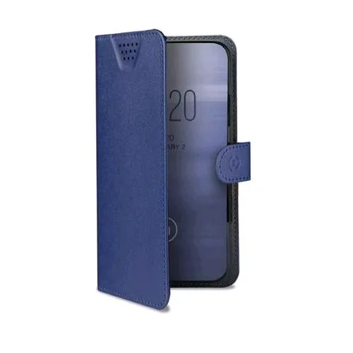 Celly Wallyone Custodia Universale Ad Agenda in Similpelle 4.5" - 5.0" Blu