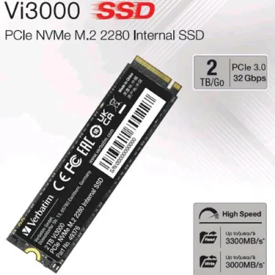 Verbatim VI3000 SSD 2.000GB M.2 NVMe Pcie Gen 3.0 x 4 Lettura 3.300 MB/S-Scrittura 3.000 MB/S