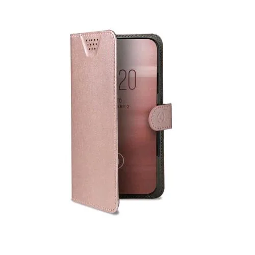 Celly Wallyone Custodia Universale Ad Agenda in Similpelle 4.5" - 5.0" Rosa
