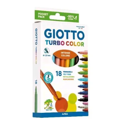 Giotto Turbo Color Pennarelli Tratto 2.8 mm Colori Assortiti Conf 18 Pz.