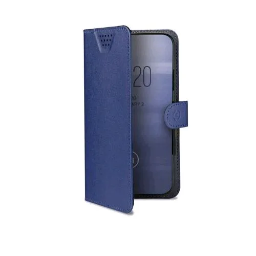 Celly Wallyone Custodia Universale Ad Agenda in Similpelle 5.0" - 5.5" Blu