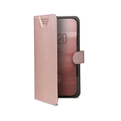 Celly Wallyone Custodia Universale Ad Agenda in Similpelle 5.0" - 5.5" Rosa