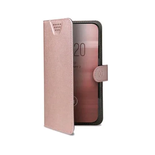 Celly Wallyone Custodia Universale Ad Agenda in Similpelle 5.0" - 5.5" Rosa