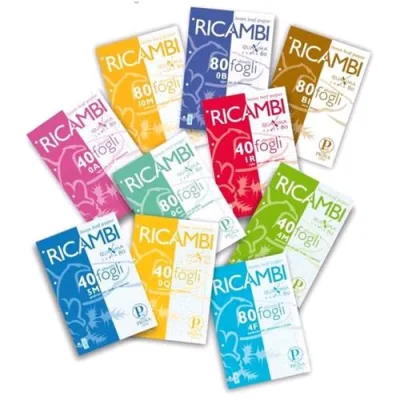 Pigna Quaxima Ricambi a 4 Fori A5 80 g Quadretti 5mm 40 Fogli Conf 1 Pz.