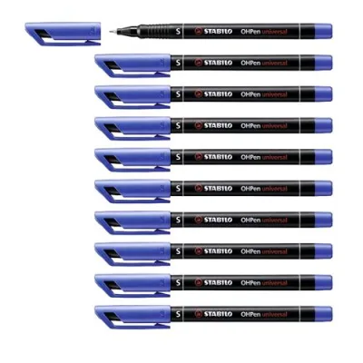 Stabilo Ohpen Superfine Penna Ricaricabile Punta in Fibra 0.4 mm Colore Blu Conf. 10 Pz.