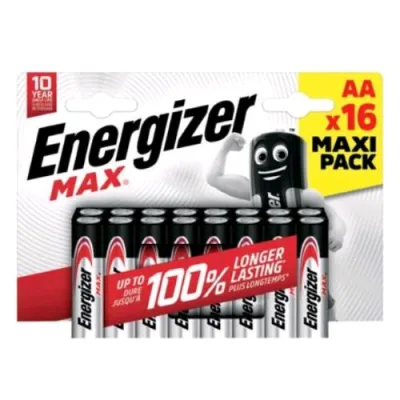 Energizer Max Batteria Alkalina AA Stilo Maxi Pack Conf 16 Pz.