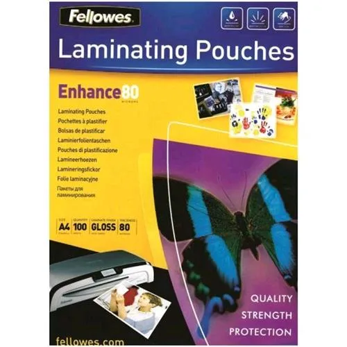 Fellowes ENHANCE80 Pouches Lucide A4 80 MY Col. Trasparente Conf 100 Pz.