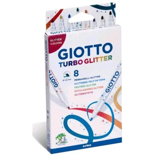 Giotto Turbo Glitter Pennarelli con Effetto Glitter Tratto 2.8 mm Colori Assortiti Conf 8 Pz.