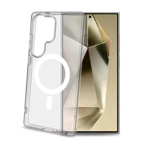 Celly Galaxy S25 Ultra 5G Custodia Trasparente in Tpu con Modulo Circolare di Ricarica Wireless Bianco