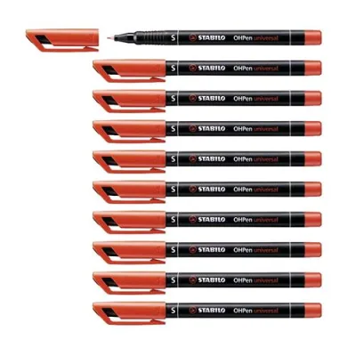 Stabilo Ohpen Superfine Penna Ricaricabile Punta in Fibra 0.4 mm Colore Rosso Conf. 10 Pz.