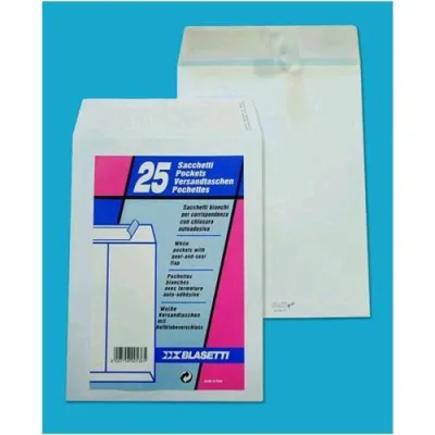 Blasetti Buste di Carta a Sacco con Strip 230X330 mm 80 g Col. Bianco Conf 25 Pz.