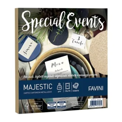 Cartotecnica Favini Special Events Busta in Carta Metallizzata Gommata da 120 g 17X17 cm Sabbia Conf 10 Pz.