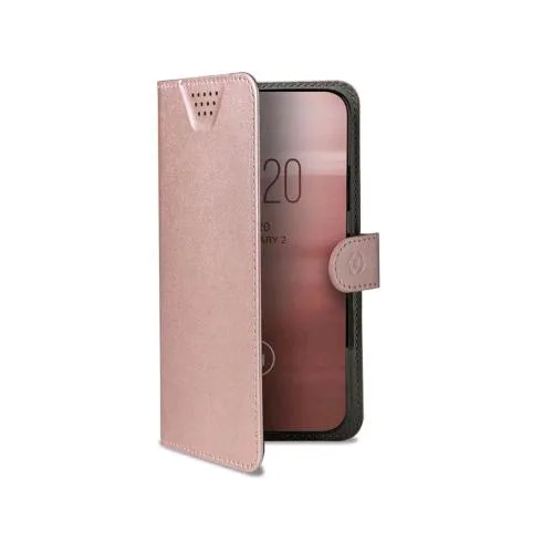 Celly Wallyone Custodia Universale Ad Agenda in Similpelle 6.0" - 6.7" Rosa