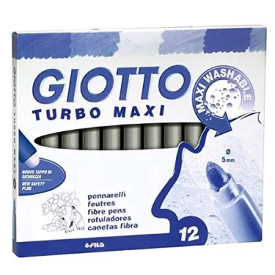 Giotto Turbo Maxi Pennarelli Lavabili Atossici Punta Maxi Colore Grigio Cenere Conf. 12 Pz.