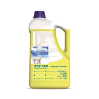 Sanitec Igienic Floor Detersivo per Pavimento Fiori Arancio e Bergamotto Flacone 5kg Conf 2 Pz.