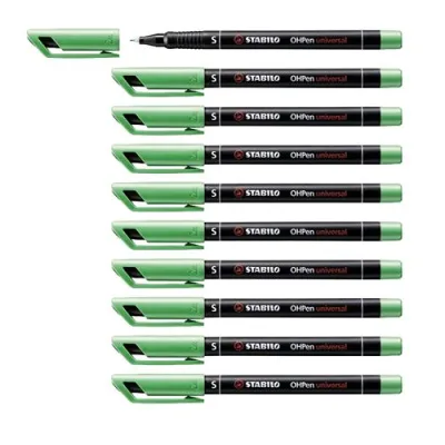 Stabilo Ohpen Superfine Penna Ricaricabile Punta in Fibra 0.4 mm Colore Verde Conf. 10 Pz.