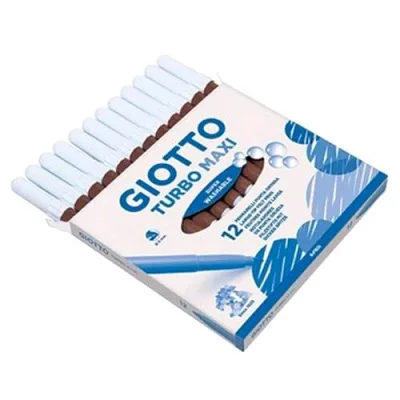 Giotto Turbo Maxi Pennarelli Lavabili Atossici Punta Maxi Colore Marrone Conf. 12 Pz.