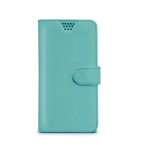 Celly Wallyunixltf Custodia a Portafoglio per Smartphone Max 5" in Ecopelle Colore Verde Acqua