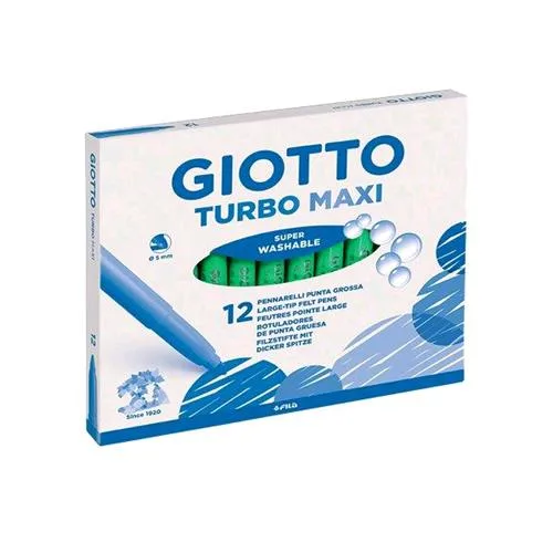 Giotto Turbo Maxi Pennarelli Lavabili Atossici Punta Maxi Colore Verde Chiaro Conf. 12 Pz.