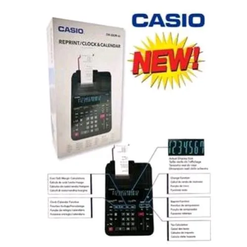 Casio DR-200R-BK-E-E Calcolatrice Professionale con Stampa e Funzioni Avanzate 12 Cifre Alimantazione Rete Elettrica Nero