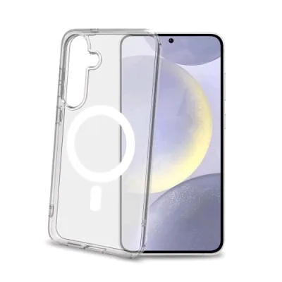 Celly Galaxy S25+ 5G Custodia Trasparente in Tpu con Modulo Circolare di Ricarica Wireless Bianco