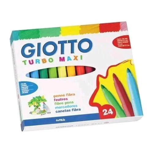 Giotto Turbo Maxi Pennarelli Lavabili Atossici Punta Maxi Colori Assortiti Conf. 24 Pz.