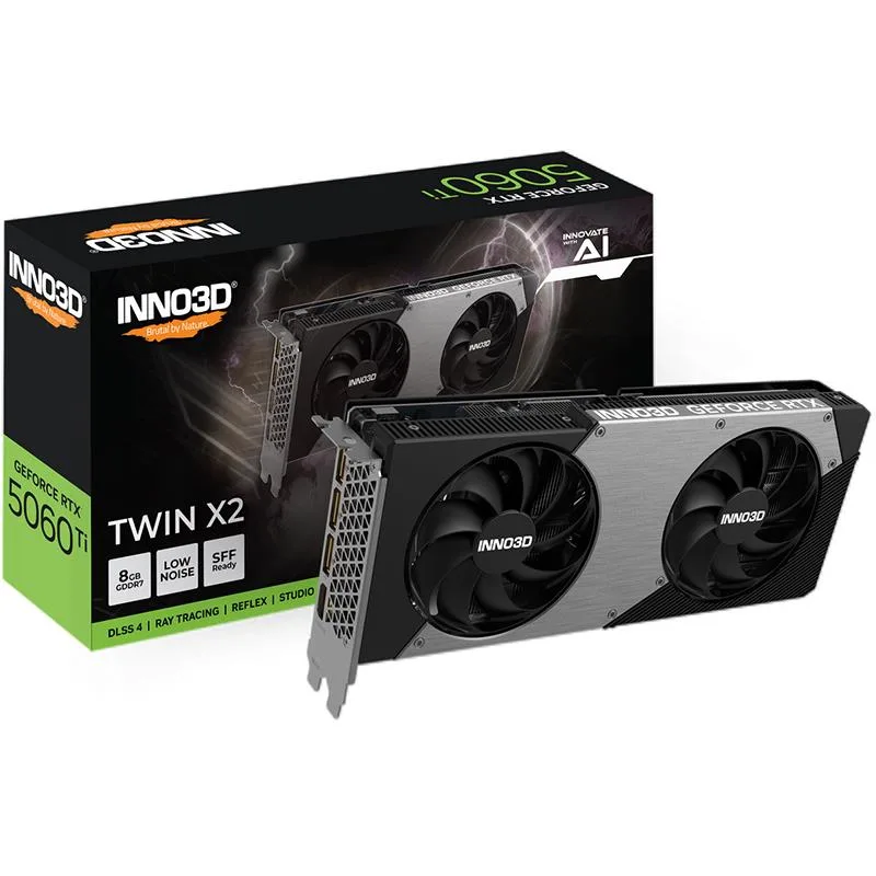 INNO3D Nvidia Geforce RTX 5060 Ti Twin X2 8GB GDDR7 REFLEX2 ai DLSS4 128BIT Pcie 5.0 Dual Fan 1 x HDMI 3 x Displayport