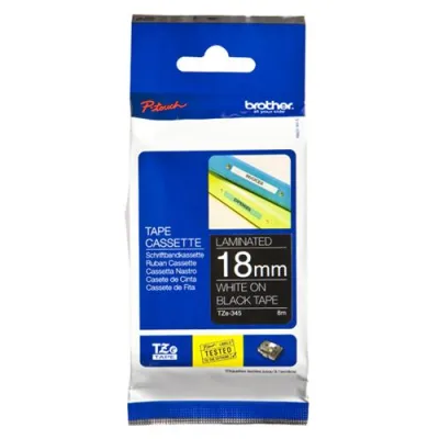Brother TZE345 Nastro per Etichettatrice 18mm Colore Nero Stampa Bianco