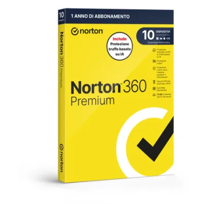 Norton 360 Premium 2026 Antitruffa 10 Dispositivi 75GB Backup 12 Mesi Box