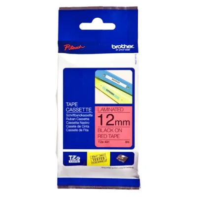 Brother TZE431 Nastro Laminato 12mm x 8m Colore Rosso Stampa Nero