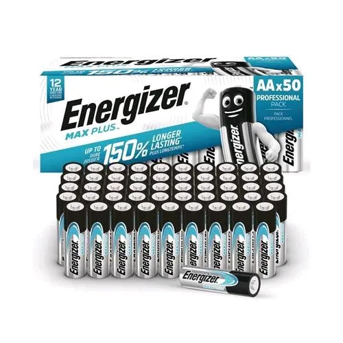 Energizer Max Plus Batterie Alkalina AA Stilo Mega Pack Conf 50 Pz.