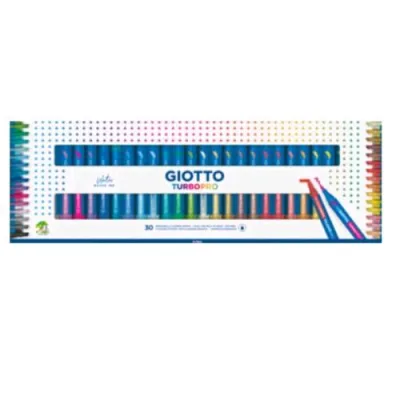 Giotto Turbo Pro Pennarello Acquerellabile Doppia Punta a Pennello e Scalpello Colori Assortiti Conf 30 Pz.