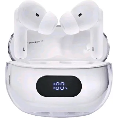 Intenso Buds Plus T312AE Cuffie Auricolari Stereo in-Ear True Wireless Bluetooth con Cancellazione Attiva del Rumore Enc Chiamate e Musica USB-C Bianco