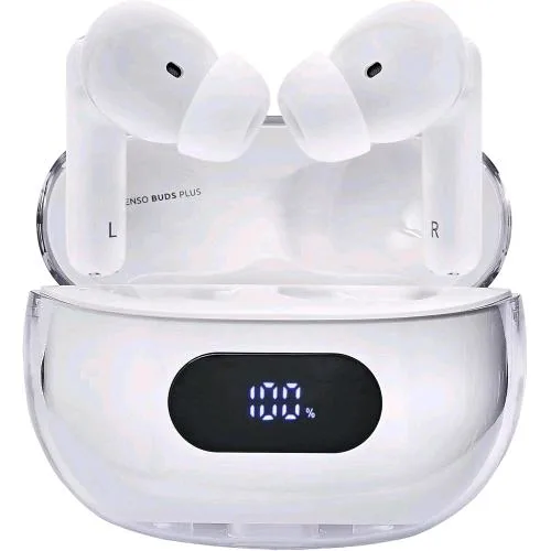 Intenso Buds Plus T312AE Cuffie Auricolari Stereo in-Ear True Wireless Bluetooth con Cancellazione Attiva del Rumore Enc Chiamate e Musica USB-C Bianco