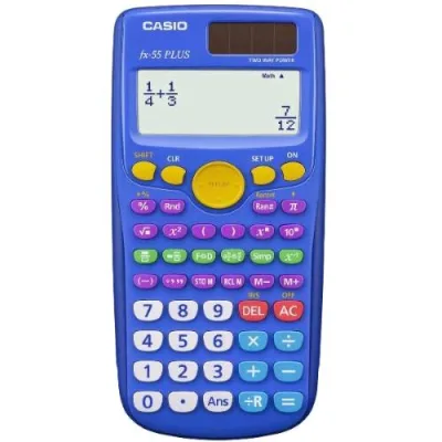 Casio FX-55PLUS Calcolatrice Scientifica 12 Cifre Display LCD 240 Funzioni Azzurro