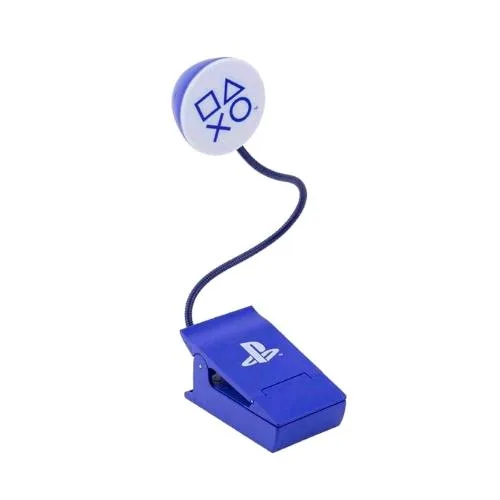 Paladone PP9444PS Lamnpada da Lettura con Logo PlayStation per Leggere a Letto o Luce Portatile per Viaggi con Clip Blu